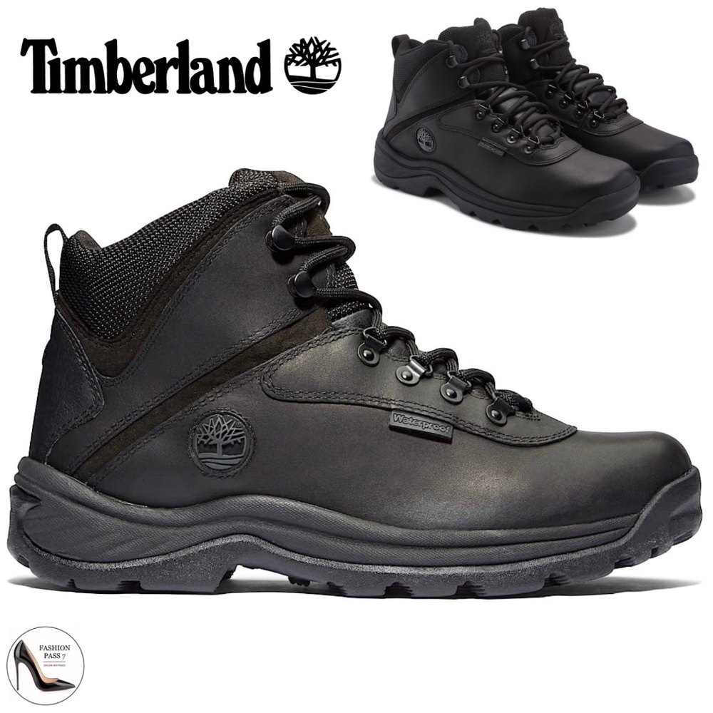 Timberland Men's White Ledge Black Leather Waterproof Hiking Boot Winter Snow 10